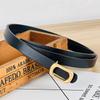 Vintage Thin Waist Belt With Punched Detail And Smooth Buckle Design Casual For