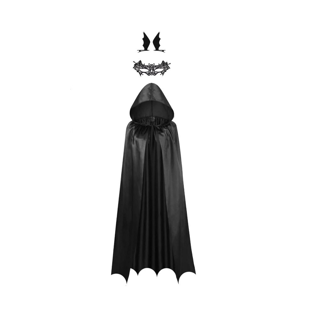 Face Shield Women's Ghost Cloak Loose Halloween Cloak with Hat Halloween Cosplay Costume  Cosplay