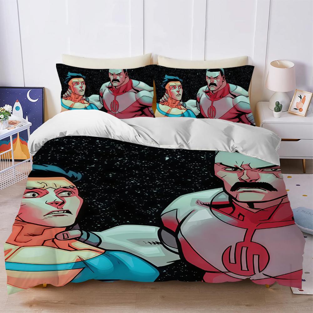 

Cartoon I-Invincible Q Duvet Cover Set Soft Wash Bed 3 Piece Summer Comfortable Student Dormitory Home Baby Bedding Best seller (135x200cm)