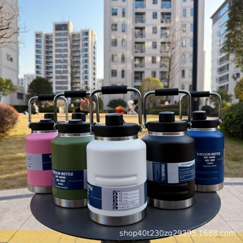 Large Capacity Insulated Water Bottle 1500ml 2000ml Stainless Steel Vacuum Thermos Outdoor Camping Travel Gym