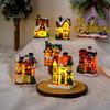 Weihnachten glühende Haus Ornament romantische warme Beleuchtung Harz Handwerk Desktop LED schneebedeckte Haus Dekoration Figur Statue Festival Geschenk