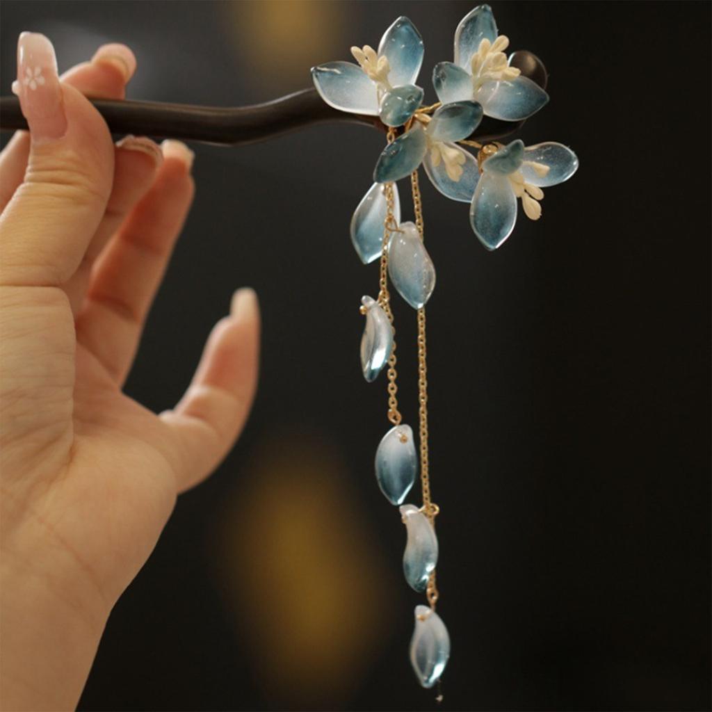 Sandeltre Blomst Hårnåler Kinesisk Stil Hårpinner Retro Hanfu Hårtilbehør Fe Cheongsam Hårknute Smykker Tiara