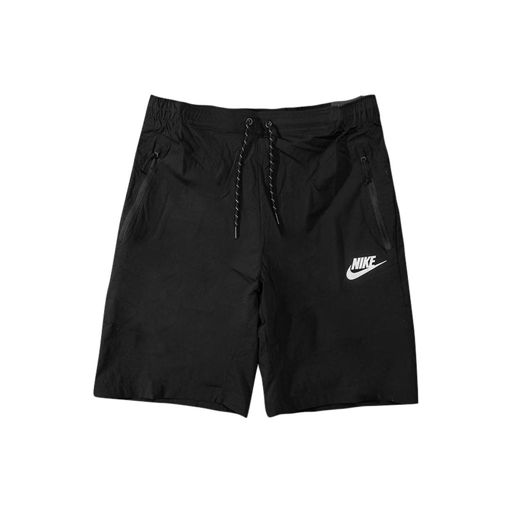 Nike Solid Color Logo Print Drawstring Shorts Men Bottoms Black 886805-010