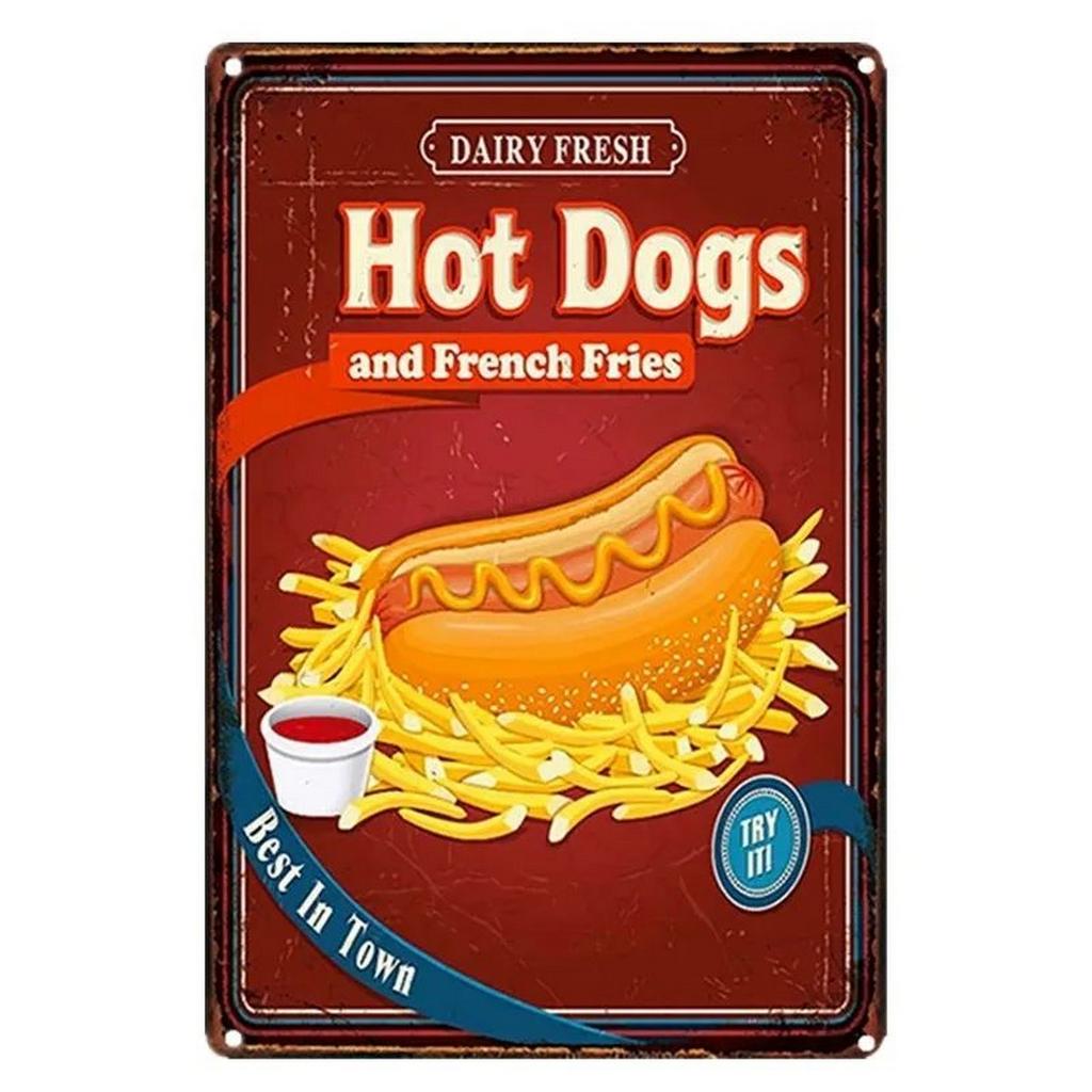 Plakett Metall Plåt Skyltar Handbuger Pommes Frites Väggdekoration Vintage Konst Affischer Järnmålning för Man Cave Hem Kafé Trädgårdsförening Bar