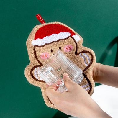 Yousheng Christmas House Hand Towel Soft Absorbent Coral Fleece Towel Santa Claus Bells Design Quick-Drying Holiday Towel