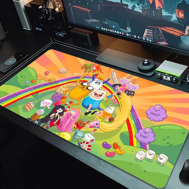 Adventure Time Large Size Mouse Pad Large Gaming Table Cushion Nonslip Laptop Tablet Big Mousepad Xxl Mat Mini Pc Playmat With Lock Edge