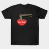 Asian Size Men Black Print T-shirt Send Noods No-Cut Print Cotton Tshirt