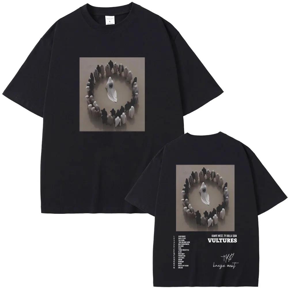 Rapper Kanye West Vultures Nové Hudební Album Grafická Pánská Dámská Hip Hopová Móda Oversized Trička Pánské 100% Bavlněné Tričko