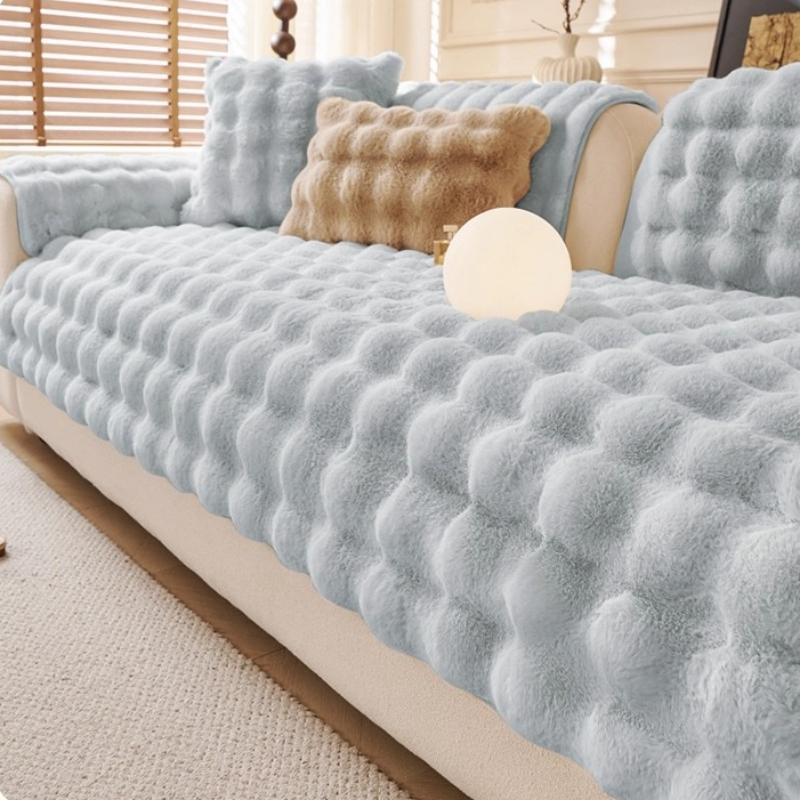 Thicken Imitation Rabbit Fur Plush Sofa Slipcover Non-Slip Soft Sofa Towel Couch Cushion Cover For Living Room Modern Home Decor