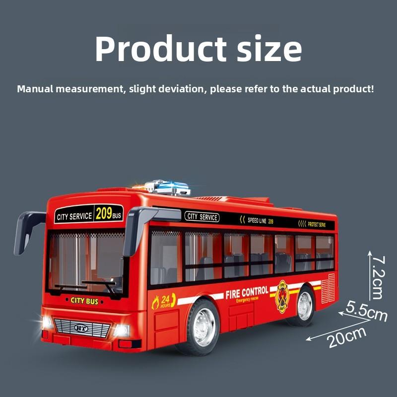 Plastic Bus Kids Model Toy With Inertia Drive Sound Light And Opening Doors