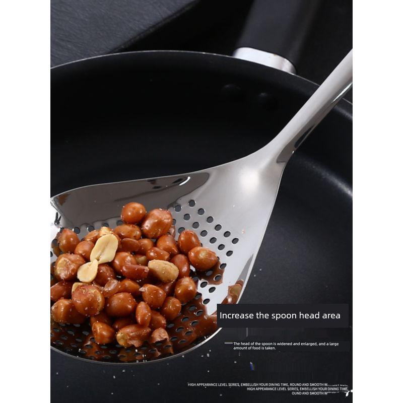 Pepper Big Strainer 304 Stainless Steel Spoon Long Handle Large Cooking Spoon Heart-Shaped Soup Ladle Perforated Ladle For Home Hot Pot Spoon