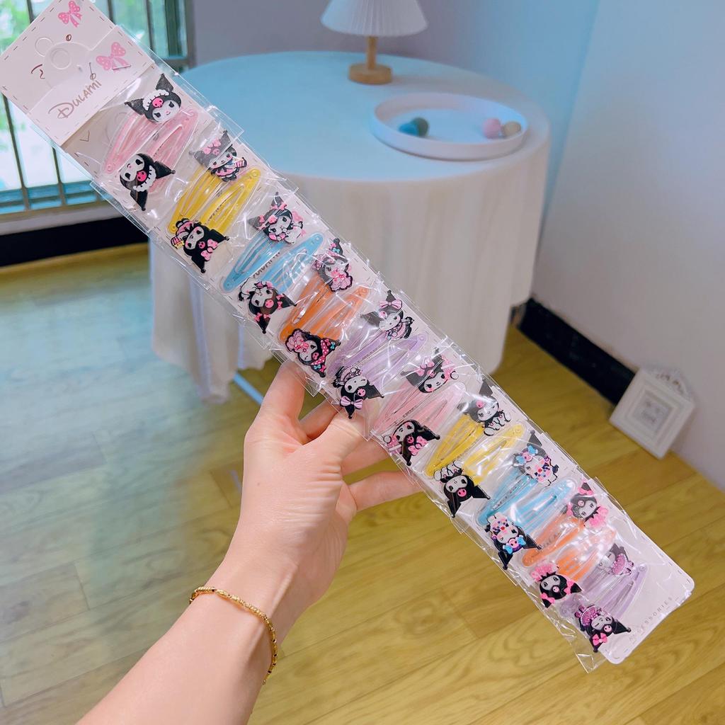 Korean Kuromi Black Hair Clip: Cute Children's Hair Accessories with BB Clip & Rubber Band.