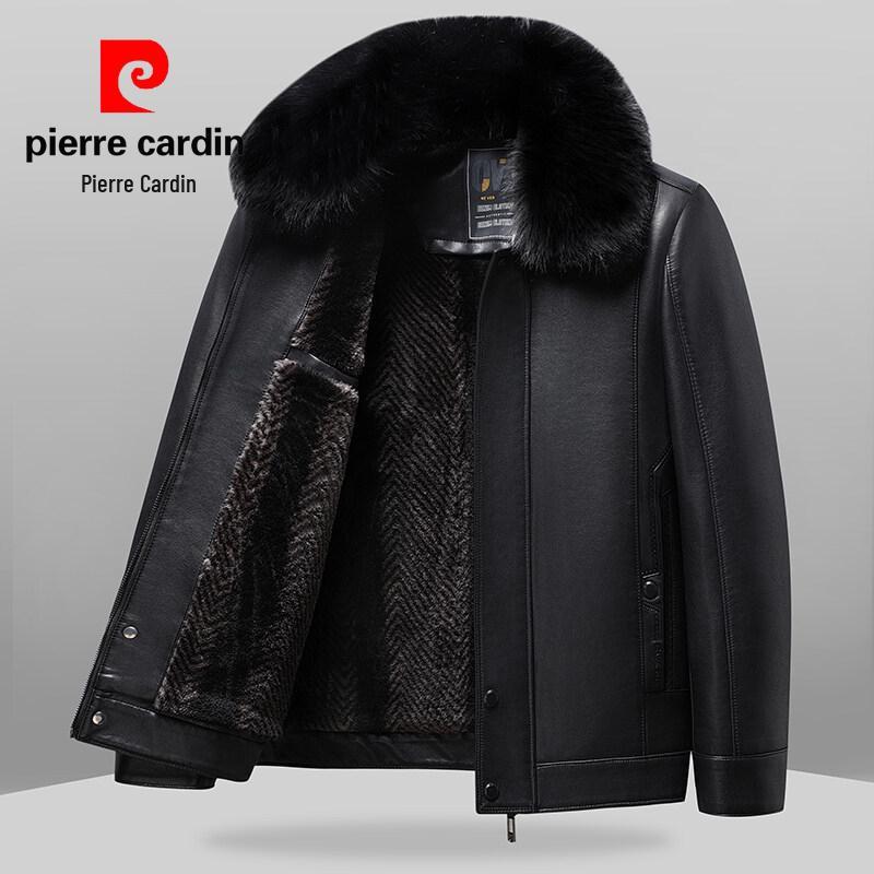 Pierre Cardin 2025 Męska Skórzana Kurtka z Kołnierzem Stojącym - Casualowa, Wszechstronna, Ciepła, z Podszewką z Weluru dla Mężczyzn w Średnim Wieku