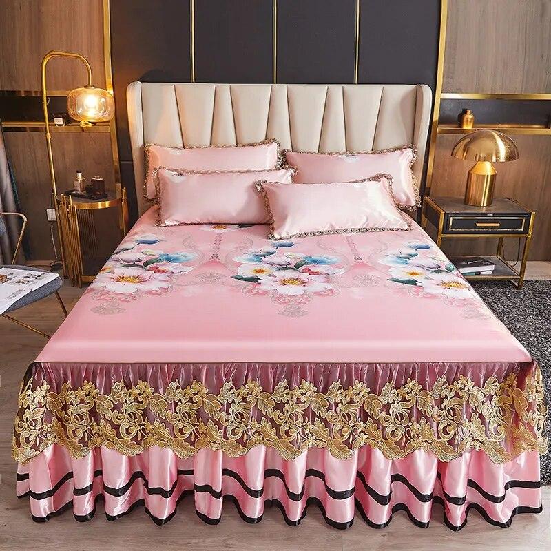 

Европейский цветочный летний чехол на двуспальную кровать, королевский размер, роскошное покрывало, комплект королевского кружева с вышивкой, охлаждающий кондиционер, коврик для сна 200x220cm 79x87inch