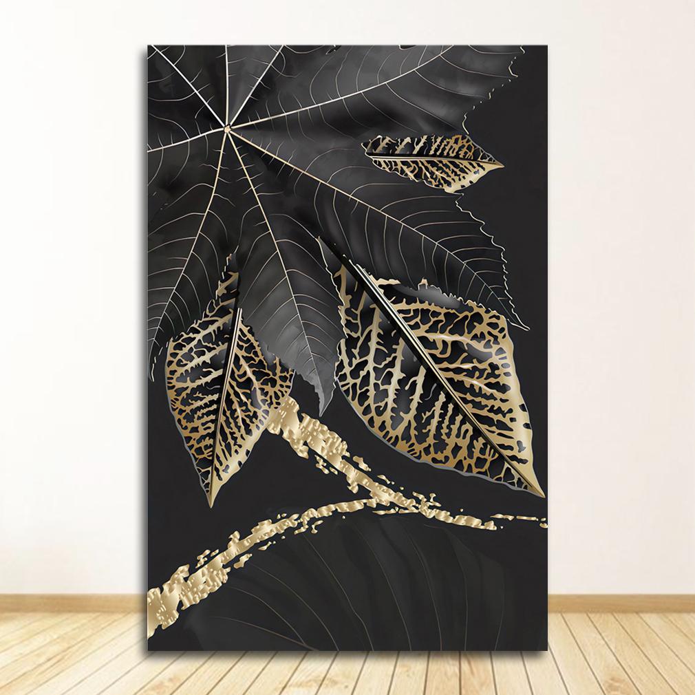 Nordic Canvas Painting Wall Art Tropical Leaves Posters and Prints for Living Room Decor Gold Plant Picture Home Decor Wholesale