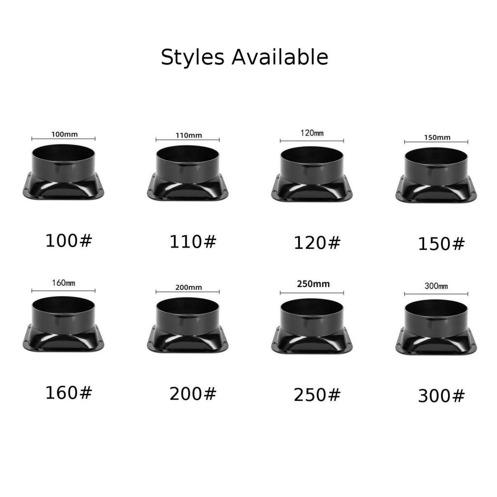 Vents Parts Duct Connector Kitchen ABS Plastic Black For 100-300mm Dia Hose Check Valve Square Flange Wind Resistance