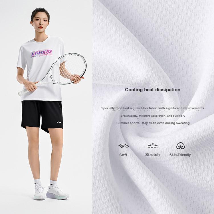 Li Ning Badminton Series Creative Logo Classic Breathable Active Fashion Casual Daily Sports Short Sleeve T-Shirt Unisex Tops White ATSV627-2