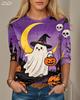 Women Vintage Raven Floral Print Long Sleeve T‑Shirt Crew Neck Casual Gothic Fall Graphic Top