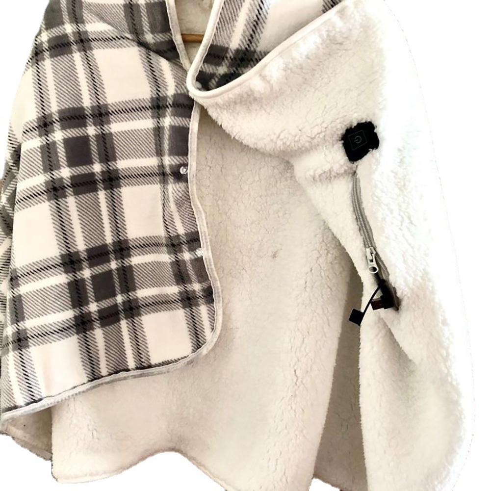 USB Electric Heated Blanket 3 Heating Levels Fleece Shawl Blanket Portable Wearable Body Warmer Blanket Quickly Heated Cape Pad
