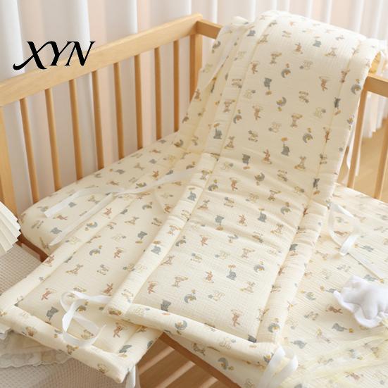 Breathable Cotton Crib Liner Bumper Pad for Newborns, Anti-collision Fixed Quilting Durable Bed Surround Liner, Easy Install Soft Protective
