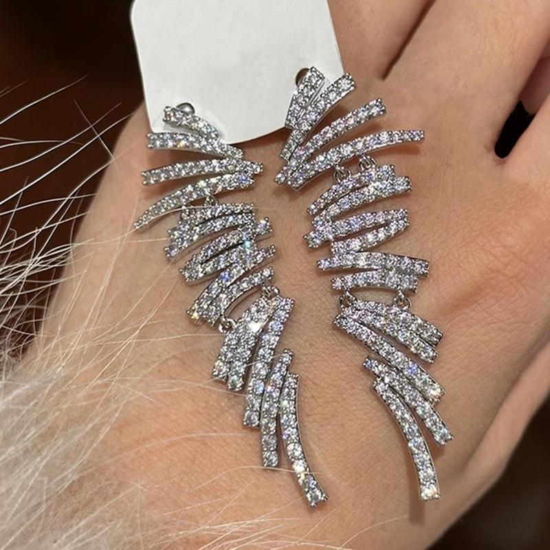 Zircon Geometric Tassel Earrings Exquisite Luxury Fashion Ear Jewelry