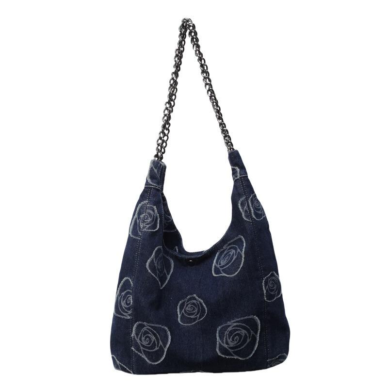 2025 New Denim Bag Female Casual Versatile Armpit Bag Lightweight Simple Shoulder Bag