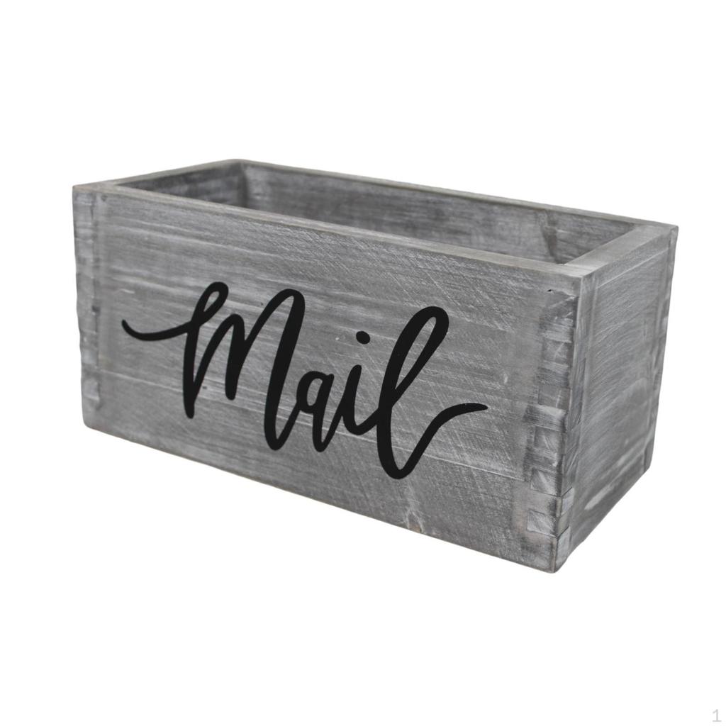 Wood Mail Box Storage Holder Letter Desk Organizer Rustic Basket Tabletop Mailbox for Home