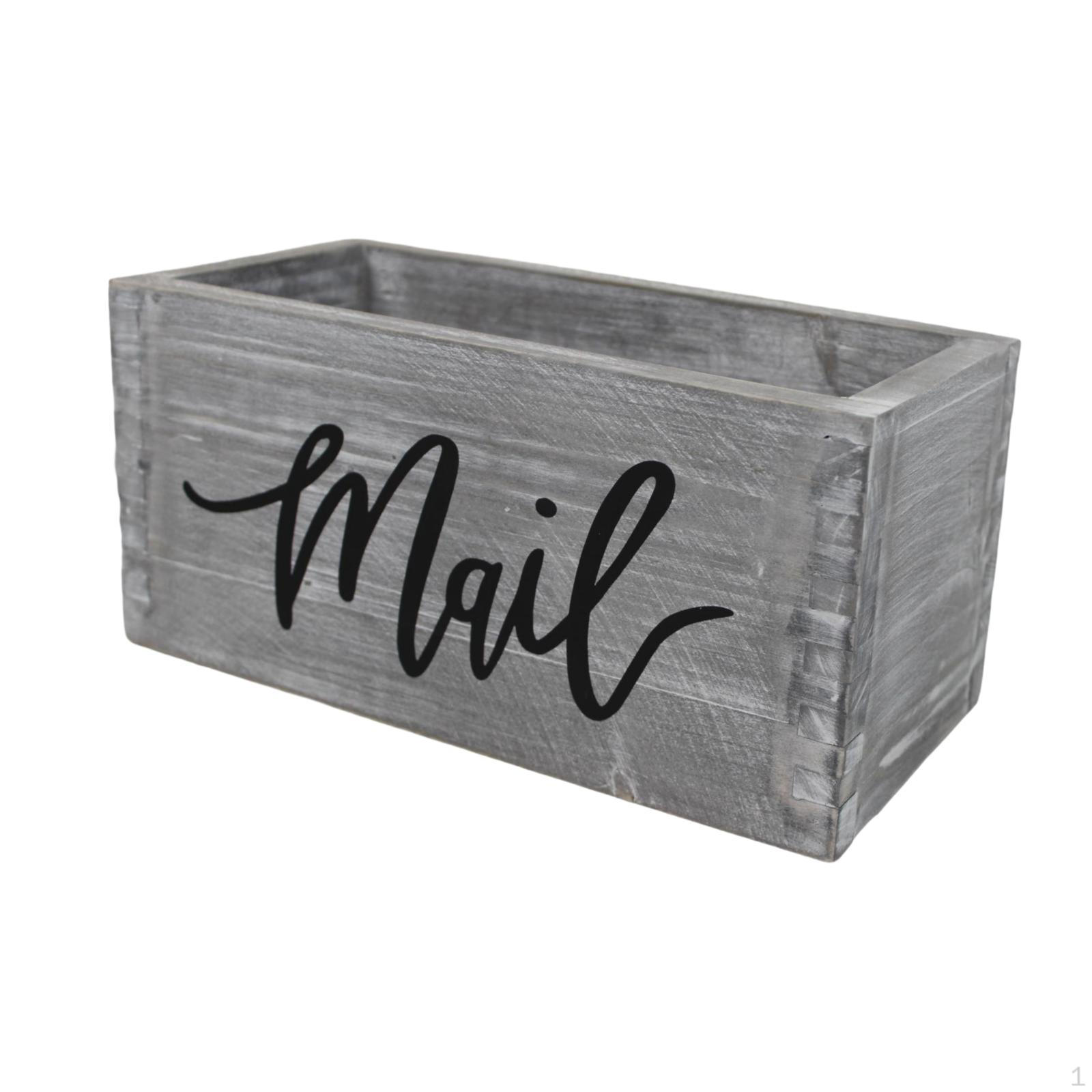 

Wood Mail Box Storage Holder Letter Desk Organizer Rustic Basket Tabletop Mailbox for Home