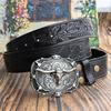 Western Cowboy Retro Bull Head Men's Belt - Embossed American Style Trendy Jeans Belt