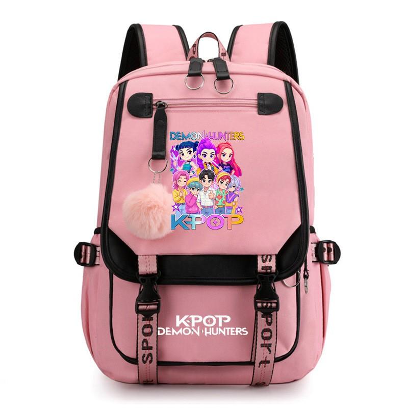 K-pop Inspired Anime Girl Group Backpack Students Teens School Use Lightweight Oxford Fabric With USB Port Padded Straps