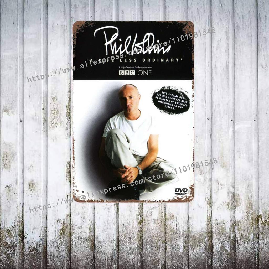 Perkusista Phil Collins metalowy Dekor Plakat Vintage Blaszany Znak Metalowy Znak Dekoracyjna Tabliczka do Pubu Baru Jaskini Mężczyzny Klubu Dekoracja Ścienna