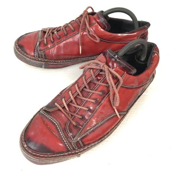 Made In Japan Mihara Yasuhiro Leather Sneakers Size 25.5-26.5cm Red Shoes Trainers(USED)