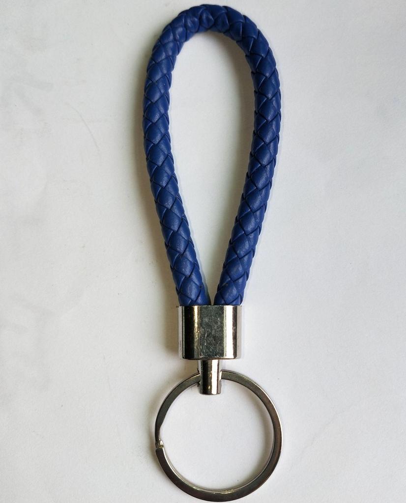 Woven Leather Cord Metal Keychain Pendant