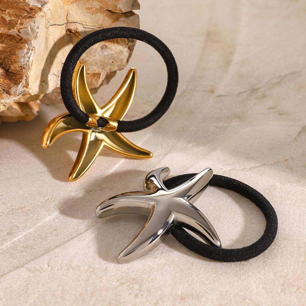Youthway Starfish Stainless Steel Ponytail Arch Pony Cuff Waterproof Hair Bands Headband Trendy Jewelry Women