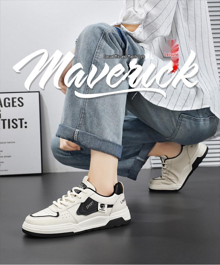 2025 New Men's Breathable White Korean Style Trendy Sneakers - Versatile Sports & Casual Skate Shoes
