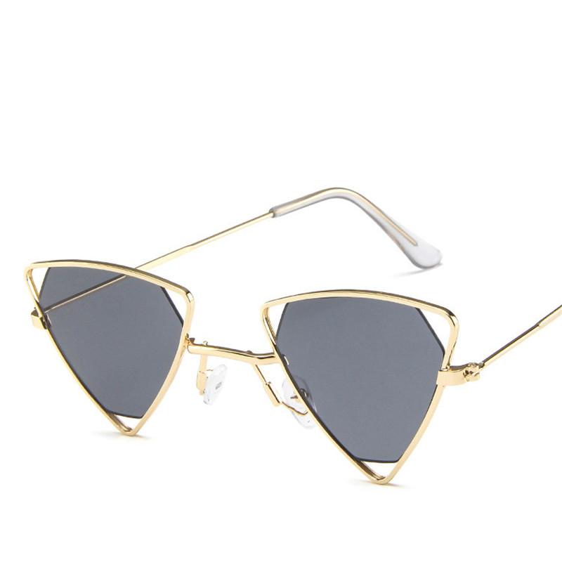 Retro Alloy Triangle Punk Sunglasses Men Hollow Eyewear Candy Colors Gradient Gothic Sun Glasses For Women Openwork Metal Frame