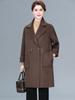 Mom's Stylish Mid-Length Double-Faced Cashmere Wool Coat for Autumn & Winter - High-End, Loose Fit for Middle-Aged Women