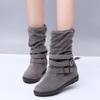 Fashion Women Boots Fashion Casual Ladies Shoes Boots Suede Leather Buckle Boots High Heeled Snow Shoes For Femme Ladies Shoes 691