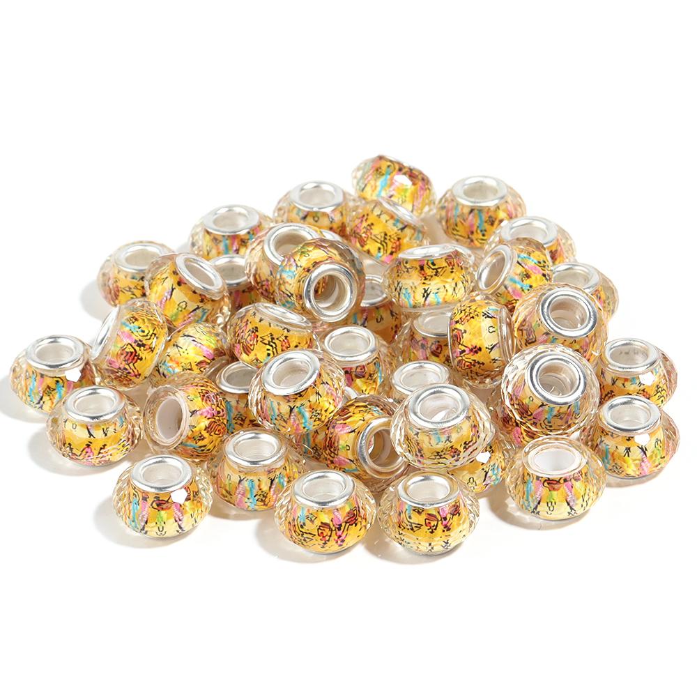 10Pcs/Lot 14×9mm Resin Beads Orange Cut Large Hole Loose Beads For DIY Handcraft Colorful Bracelet Necklace Jewelry Accessories