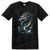 Blue Dragon Japanese Style T Shirt Graphic Art Wave Design Tee
