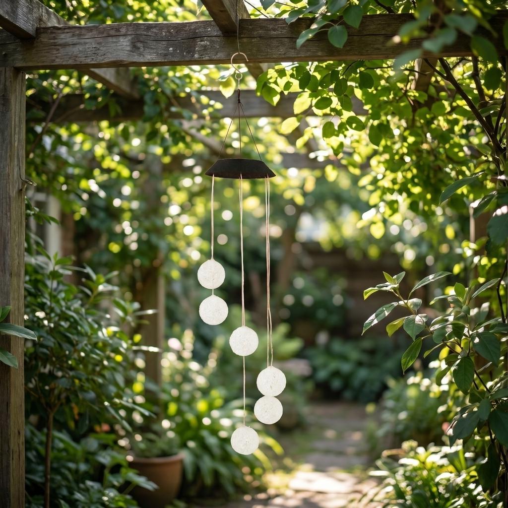 Outdoor Wind Chime Hanging Light with Spherical Beads Garden Patio Decorative Landscape Lighting for Porch Balcony Yard