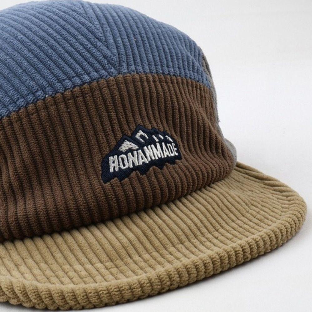 Japanese Style Corduroy Baseball Cap Retro 5 Panel Cap Casual Short Brim Cap Spring Autumn Winter