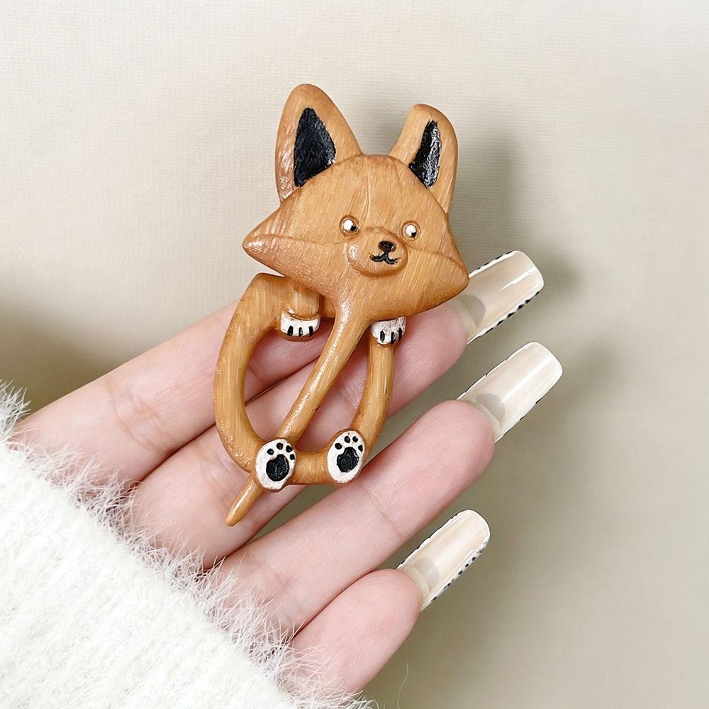 Cartoon Wooden Brooch Unisex Design Scarf Buckle New Animal Sweater Pin  Clothing Accessorres