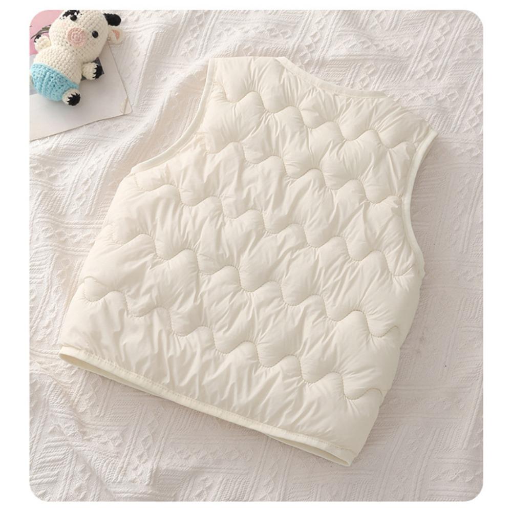 Children's Down Cotton Vest Boys' and Girls' Thick Autumn and Winter Warm Shoulder Medium and Young Children's Solid Color Vest Jacket