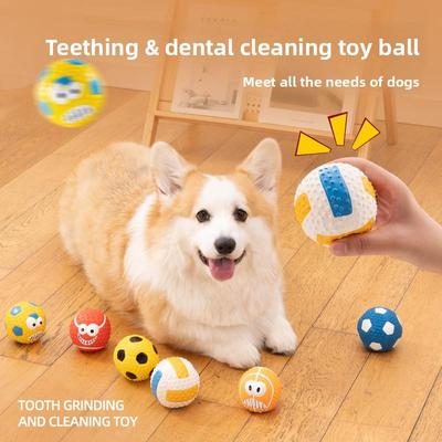 Hundespielzeug Ball Training Interaktives Kauspielzeug, Langlebig und Bissfest, Zähne Reinigen, Geräusche Machen, Elastischer Ball, Haustierspielzeug