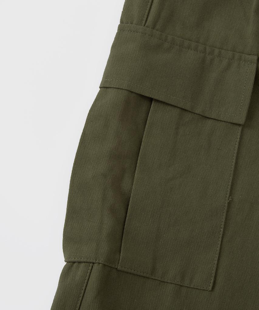 GLW Wide Big Pocket Elastic Waist Cargo Pants Khaki