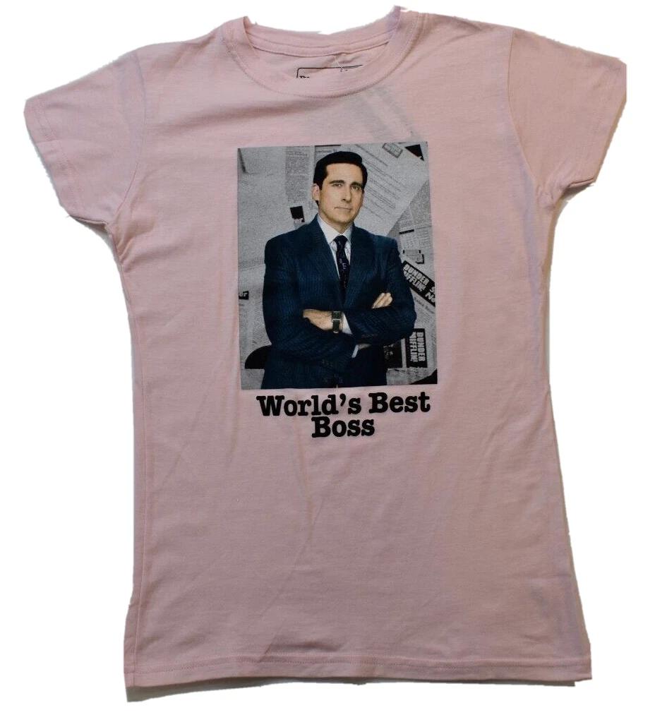 

The Office Juniors World s Best Boss Michael Scott Funny Pink Shirt New S-XL S