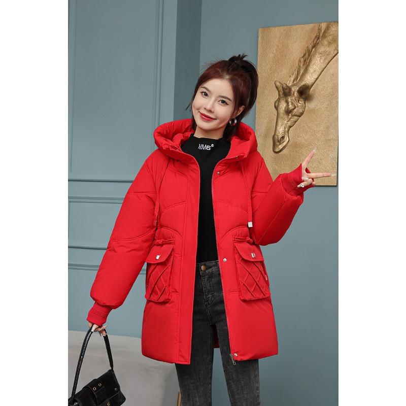 New Year's New Down Jacket Women's Short Style Thickened Hooded Bread Coat Winter Warm All-match Coat