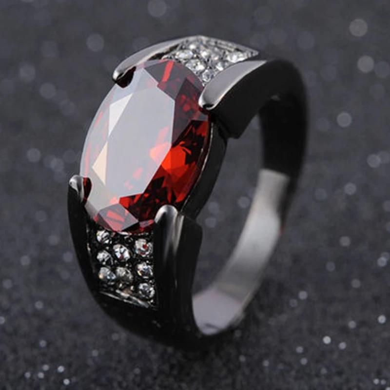 Classic Zircon Inlaid Black Ring Cross Border Men'S Ring Red Purple Crystal Rings Whole Sale Zircon Size 6-12