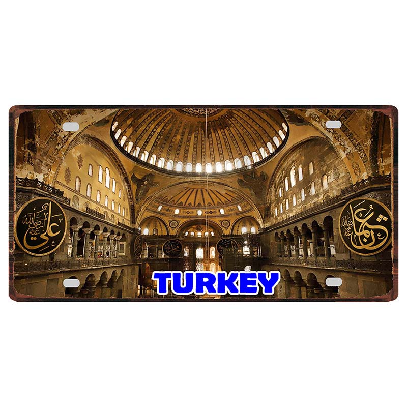 YZFQ Istanbul Turecko Cestování Město Kovový Značka Plakátová Deska Pro Zeď Restaurace Bar Řemesla Domácí Dekorace 30X15CM DC-1612A